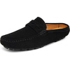 image:imageGo Tour Mens Handmade Suede Leather Mules Clog Slippers Breathable Leather Slip on Shoes Casual LoafersBlack