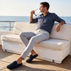 image:imageGo Tour Mens Handmade Suede Leather Mules Clog Slippers Breathable Leather Slip on Shoes Casual LoafersBlue
