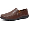 image:imageGo Tour Mens Premium Genuine Leather Casual Slip on Loafers Breathable Driving Shoes Fashion SlipperCdark Brown