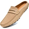 image:imageGo Tour Mens Handmade Suede Leather Mules Clog Slippers Breathable Leather Slip on Shoes Casual LoafersBeige