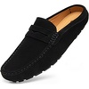 image:imageGo Tour Mens Handmade Suede Leather Mules Clog Slippers Breathable Leather Slip on Shoes Casual LoafersBlack