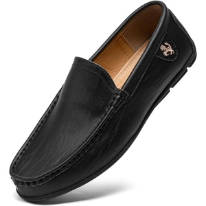 image:imageGo Tour Mens Casual Leather Fashion Slip on Loafers ShoesB Black