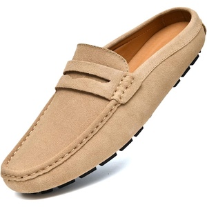 image:imageGo Tour Mens Handmade Suede Leather Mules Clog Slippers Breathable Leather Slip on Shoes Casual LoafersBeige
