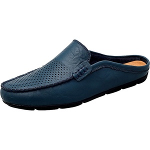 image:imageGo Tour Mens Mules Clog Slippers Breathable Punching Leather Slip on Shoes Casual LoafersBblue Punched