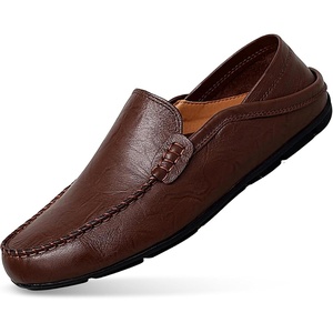 image:imageGo Tour Mens Premium Genuine Leather Casual Slip on Loafers Breathable Driving Shoes Fashion SlipperAdark Brown