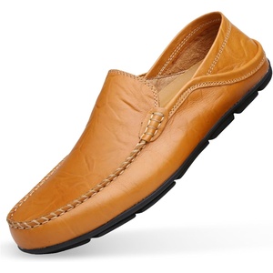 image:imageGo Tour Mens Premium Genuine Leather Casual Slip on Loafers Breathable Driving Shoes Fashion SlipperAyellow