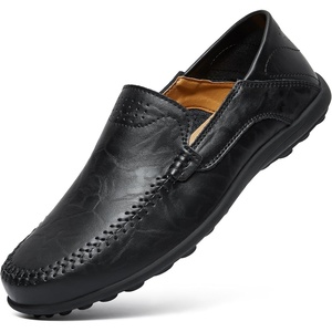image:imageGo Tour Mens Premium Genuine Leather Casual Slip on Loafers Breathable Driving Shoes Fashion SlipperCblack