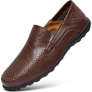 image:imageGo Tour Mens Premium Genuine Leather Casual Slip on Loafers Breathable Driving Shoes Fashion SlipperCdark Brown